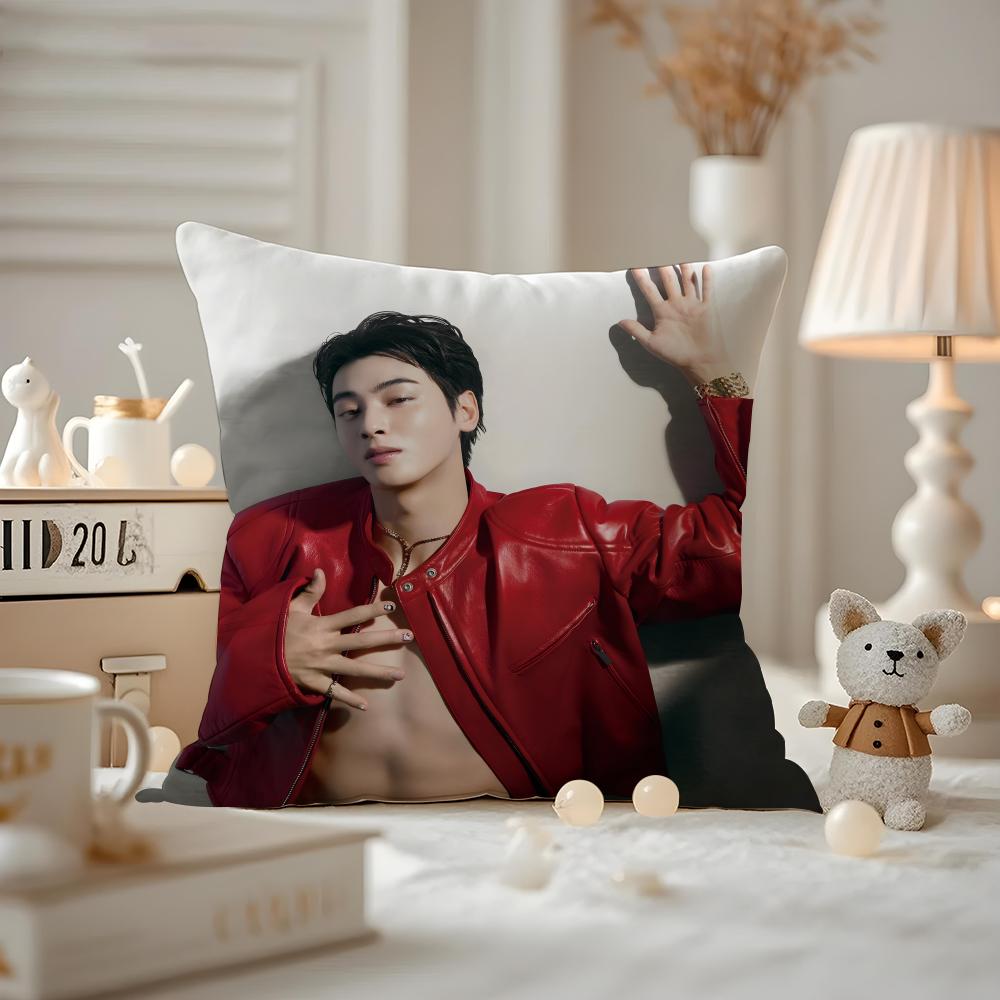 Cha E-E-Eunwoo Actor Cushion Cover Pattern Printed Pillowcase For Living Room Sofa Cushion Cover & Bedroom Decor