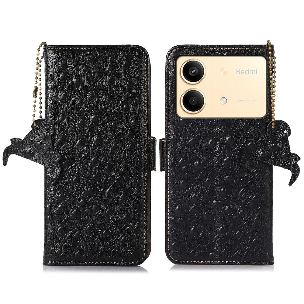 For Xiaomi Redmi Note 13R Pro 5G Wallet Case RFID Blocking Genuine Cow Leather Cover