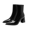 Fashion Women's Fashion Chunky Single Boots Fall New Pointy Side Zipper Anti-slip Wear-resistant Short Boots