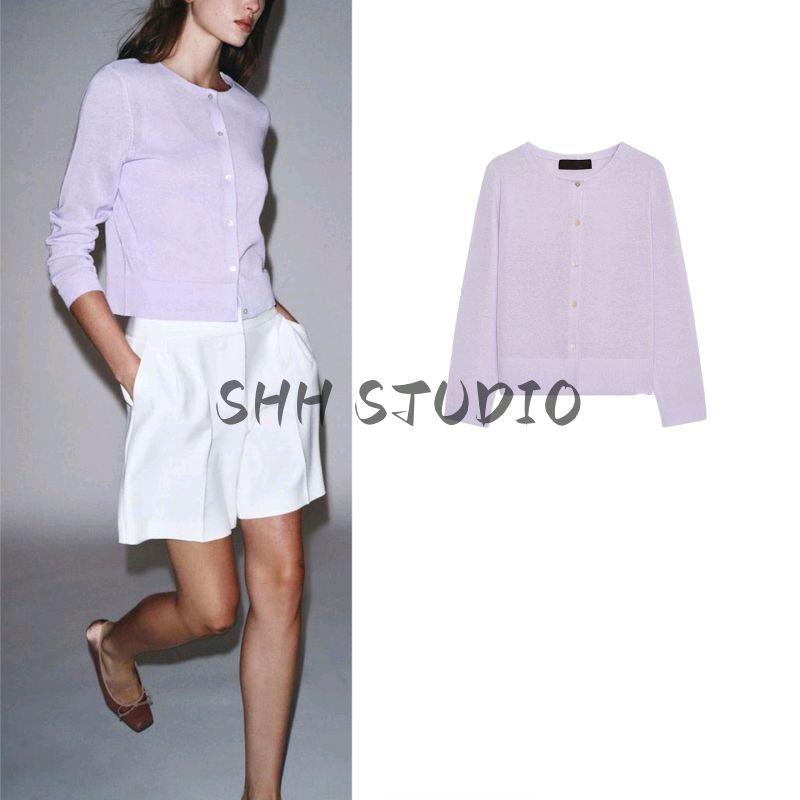 Autumn New Women's Clothing French Lazy Style Single-Breasted Thin Needle round Neck Long Sleeve Knitted Coat 3519129