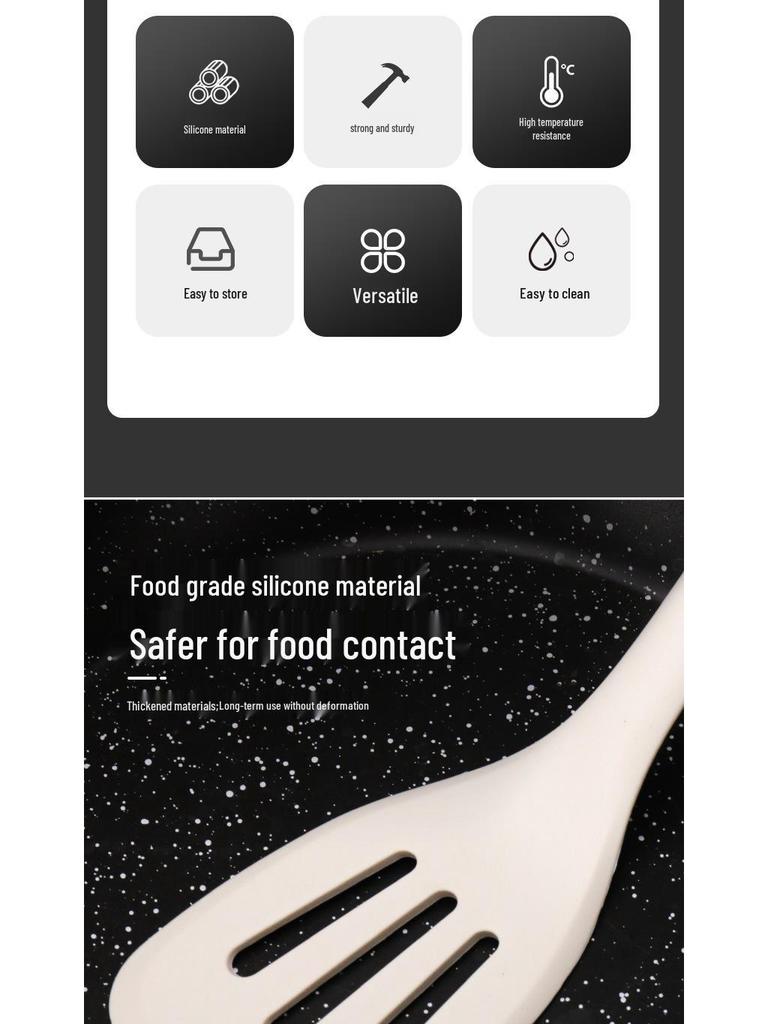 Set di utensili da cucina in silicone: Set di 6 Utensili con Manico in Legno, Resistenti alle Alte Temperature con Supporto, Include Spatola & Mestolo per Zuppa.