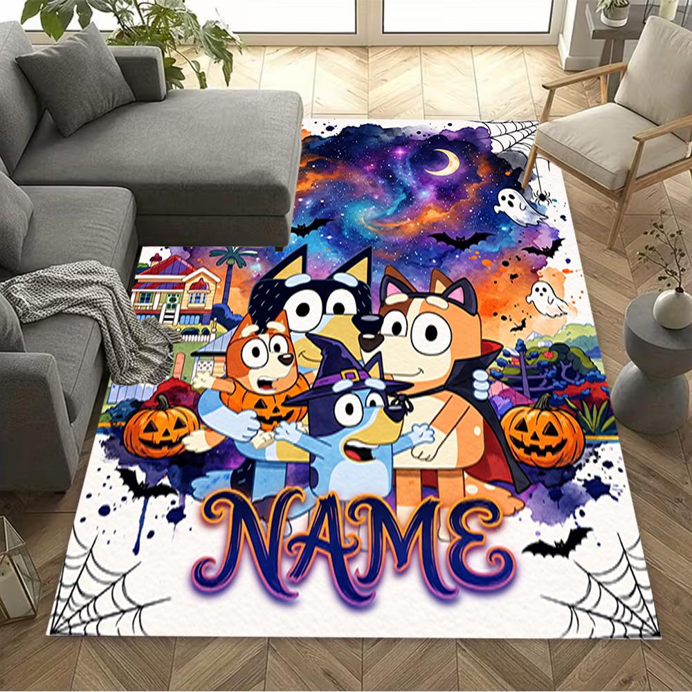 Halloween Friends Trick-or-treat Personalized Text Carpet Suitable for Study Room Foyer Playrooms Entryway Anti-slip Rug Anime Office Decor