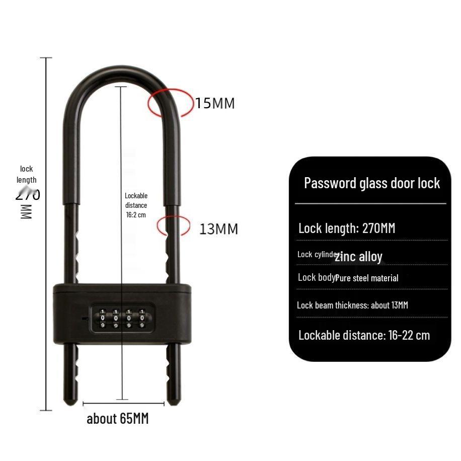 U-Shaped Glass Door Lock: Electric Scooter & Sliding Door Anti-Theft Password Lock
