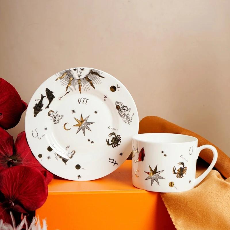 Nova caneca de café banhada a ouro criativa gato cerâmica xícara de chá alta qualidade vintage cerâmica xícaras e pires