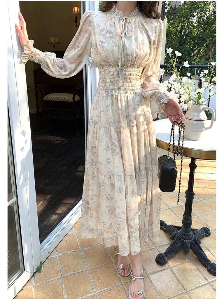 Dreizehnte Linie Blumen Chiffon Teelänge Kleid