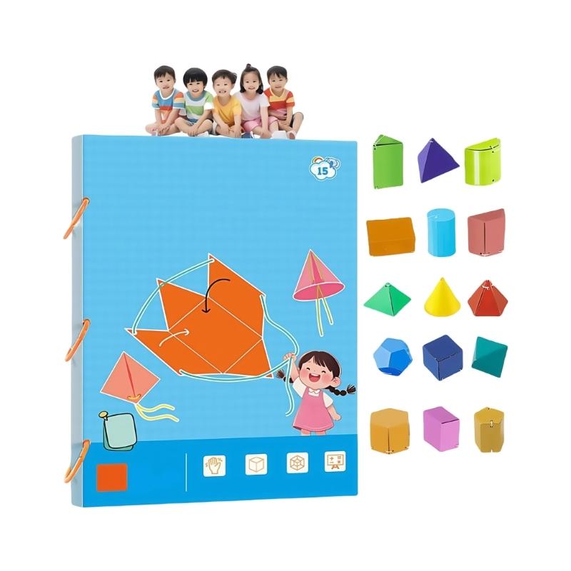 Educational Geometry Workbook Hands on Geometric Shape Activity Book With Folding Geometric Model For Kid Preschooler