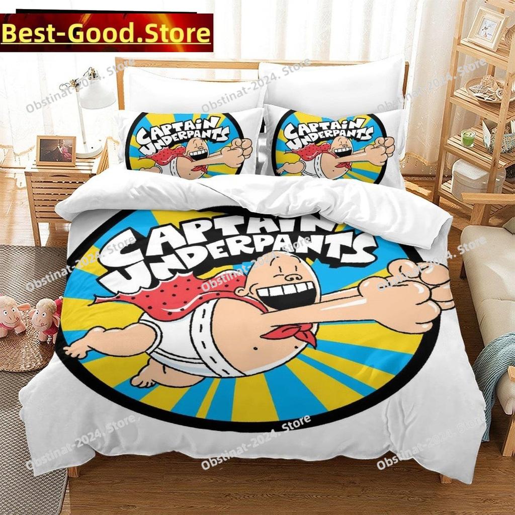 Fashion Cartoon Kawaii Captain Underpants Bedding Set Single Twin Full Queen King Size Bed Set Adult Kid Bedroom Duvetcover Sets