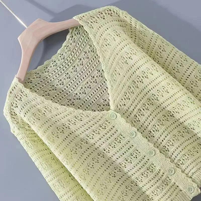 Women's Korean Style Ice Silk Cardigan - Loose Fit, Long Sleeve, Short, Thin Shawl for Sun Protection.