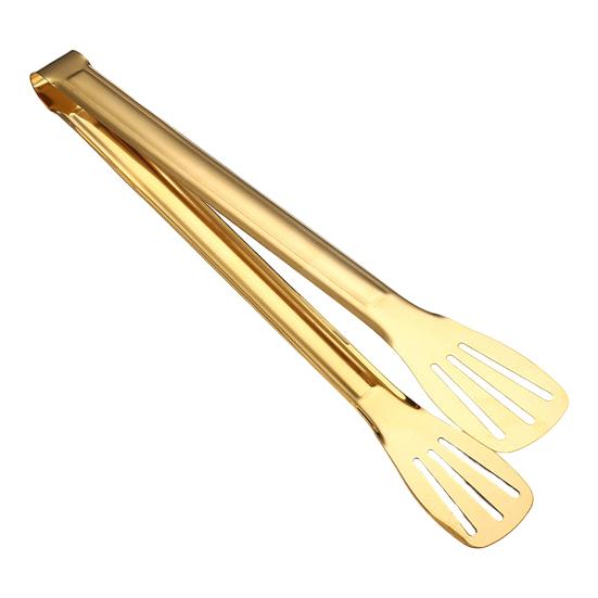 Stainless Steel Food Tongs Heat-Resistant Serving Tongs for BBQ Buffet Non-Slip Handle Food Clamp with Oil-Draining Holes