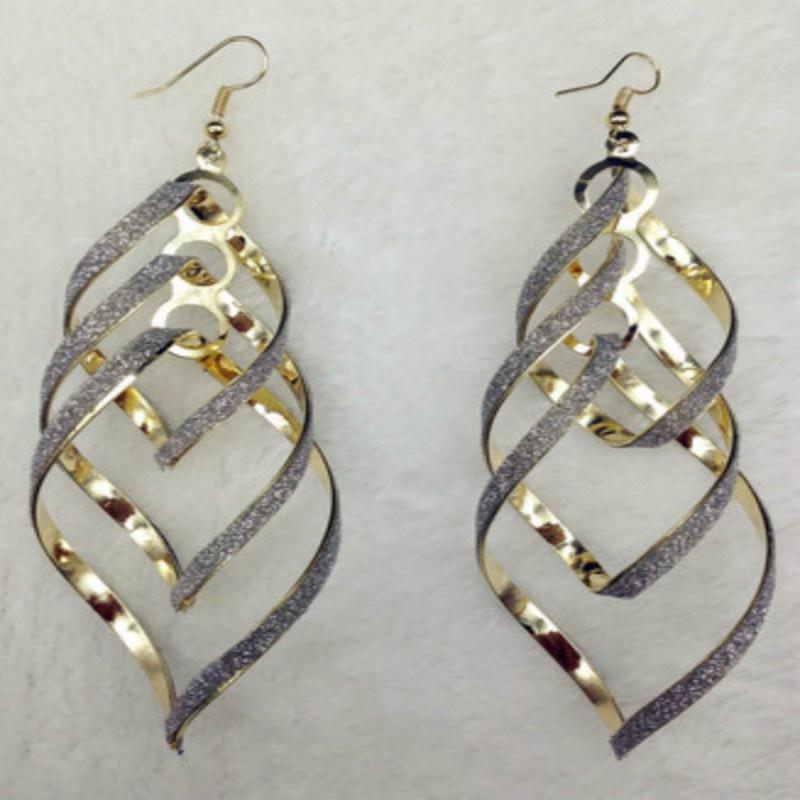 Women's Vintage Alloy Dull Polish Spiral Multi-layer Big Cross Drop Dangle Eardrop Earrings