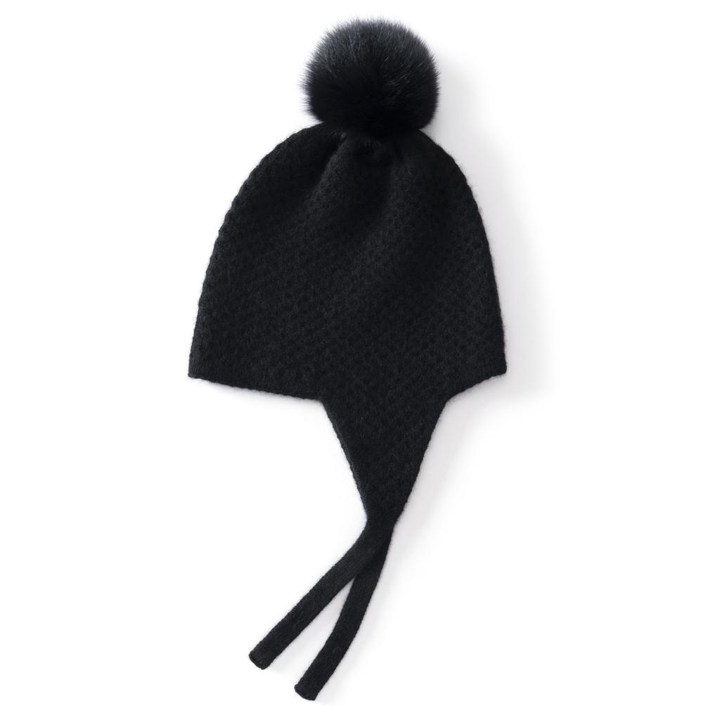 Autumn and winter new cashmere hat European and American big fox hairball hundred bags head warm ear protection cold knitting