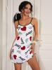 2025 Valentine's Day Red Heart Print Camisole Nightdress for Women