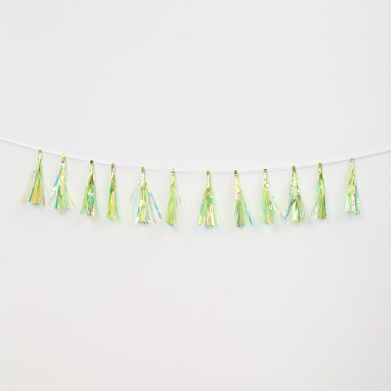 Handmade DIY Colorful Tassel Strands with Aluminum Foil Pull Flowers - 12/Pack for Birthday Decoration