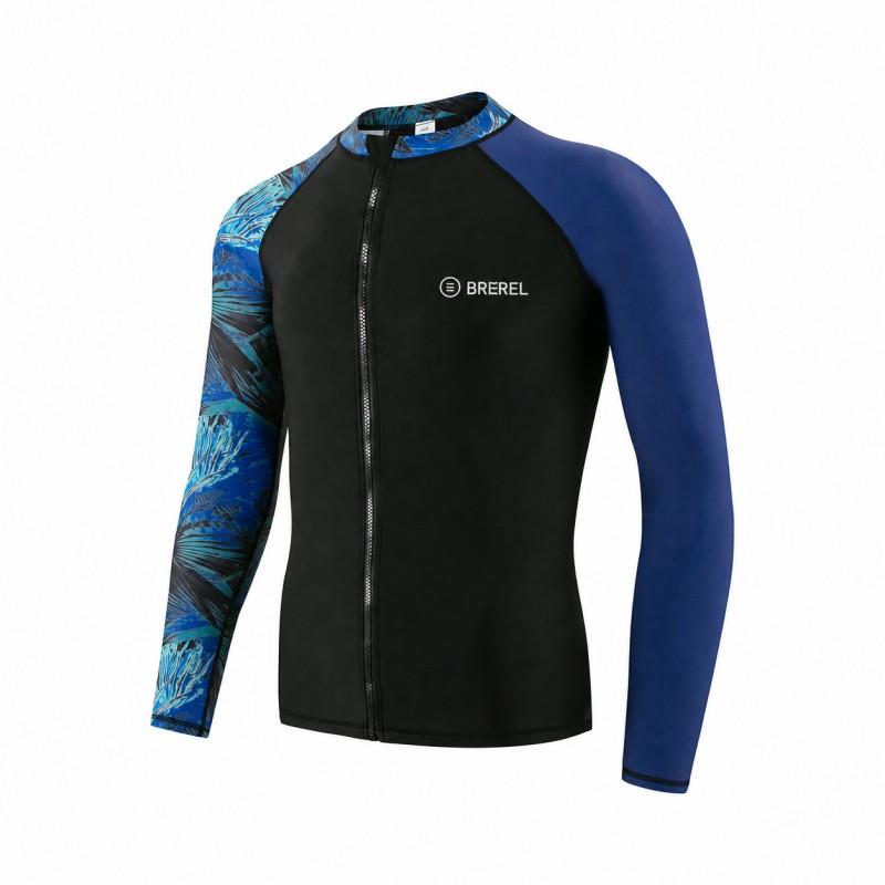 Heren UPF 50 Rash Guard Lange Mouw Zwemshirt Met Rits Korte Broek Of Lange Broek Sneldrogend Snorkelen Surfen Duiken Pak