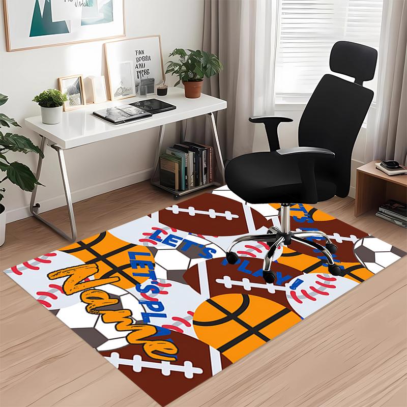 Custom Name ball sports Printed Carpet, for Office Chair Living Room Bedroom Kitchen Room Decor Gifts.