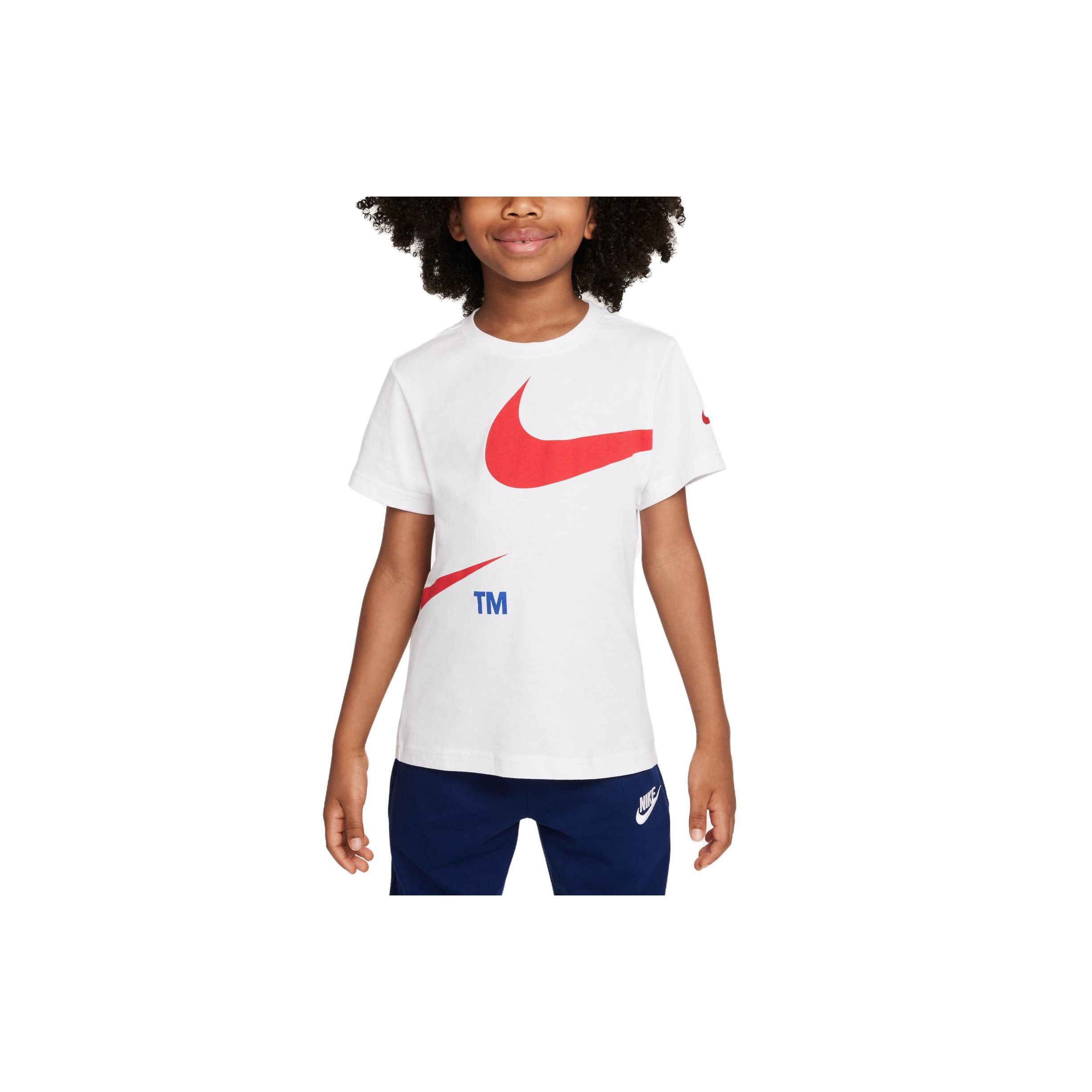 

Nike Big Logo Print Round Neck Short Sleeve T-Shirt Kids tops White DO3577-101 S