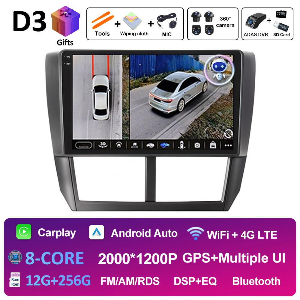 Wireless Carplay DSP Stereo For Subaru Forester 3 SH 2007 2008 2009 2010 2011 2012 2013 Android 14 WIFI Bluetooth 4G Auto Tools