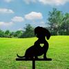 2 Pcs Dog Shadow Garden Sign - Metal Iron Yard Art, Outdoor Pet Memorial Decor