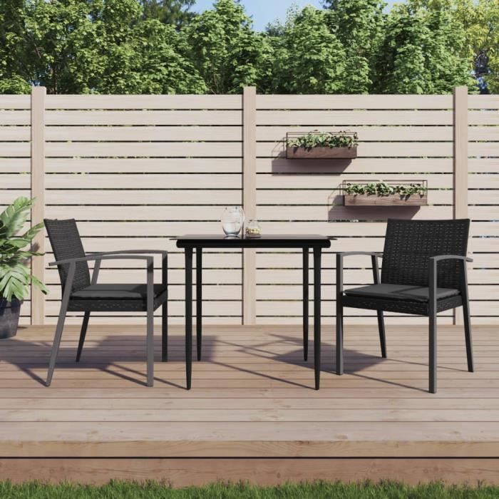 VidaXL Chaises de jardin et coussins lot de 2 noir 56,5x57x83 cm rotin 364096