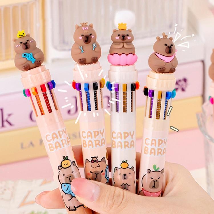 Cartoon Multicolor Pen for Color Coding Writing Drawing Journaling 10 Color-in-1 Writing Pen Multicolored Ballpoint Pen