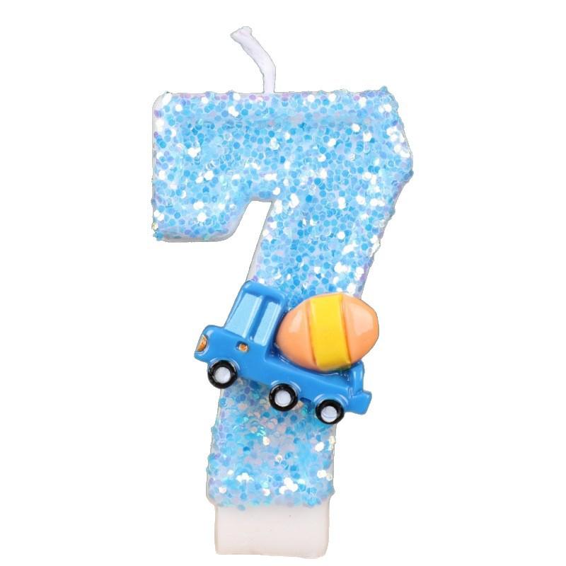 Engineering Vehicle Theme Birthday Number Candle Creative Insert Cake Decoration Handmade Number Candle 0-9