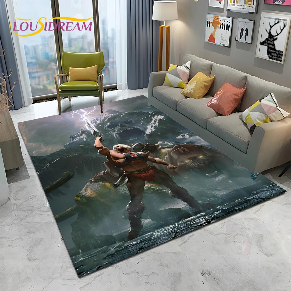 3D Retro Cartoon He Man Masters of Universe Carpet Rug for Home Living Room Bedroom Sofa Doormat Decor,kid Area Rug Non-slip Mat