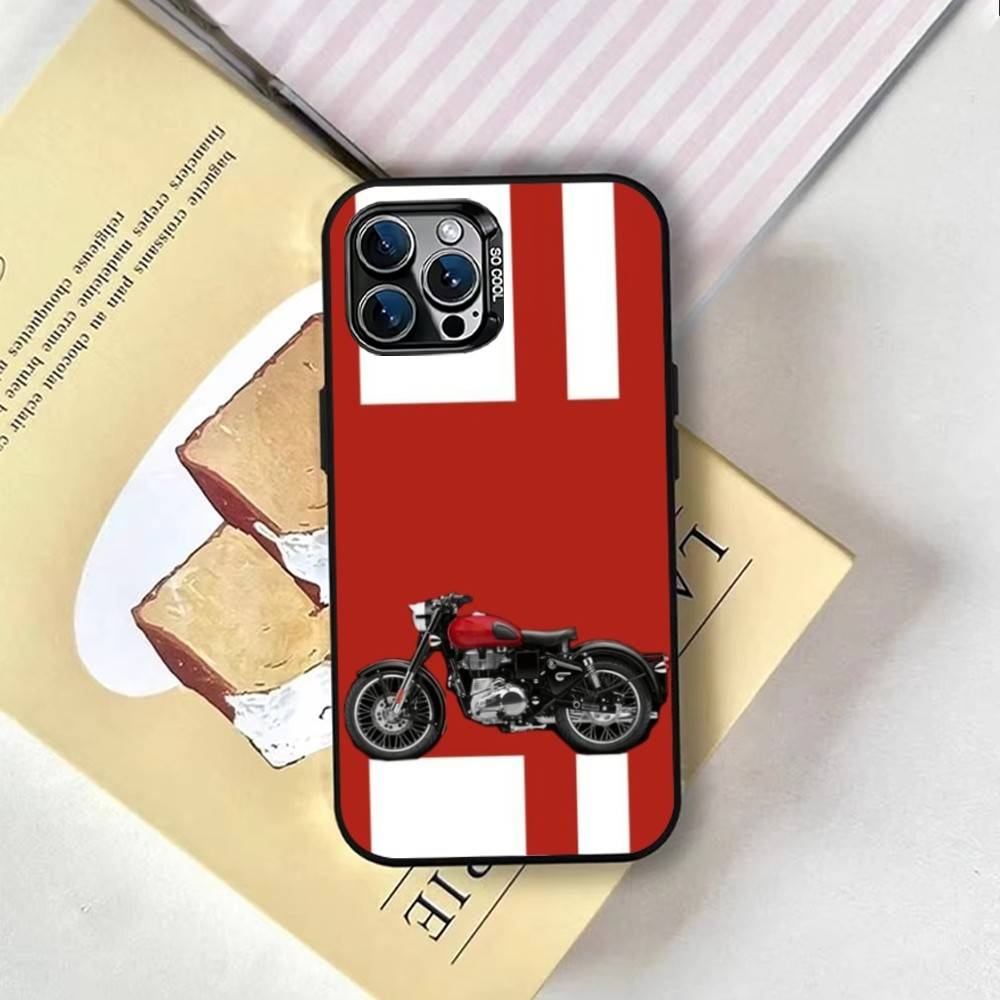 R-ROYALS E-ENFIELDs Logo Phone Case For iPhone 17,16,15,14,13,12,11 Plus,Pro Max,XS,Colored Silver Plated Inside Cover