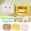 New Cartoon Animal Soap Dish With Drainage Box Waterproof Bathroom Drain Soap Box Wall Mounted Punch-Free Bathroom Accessories