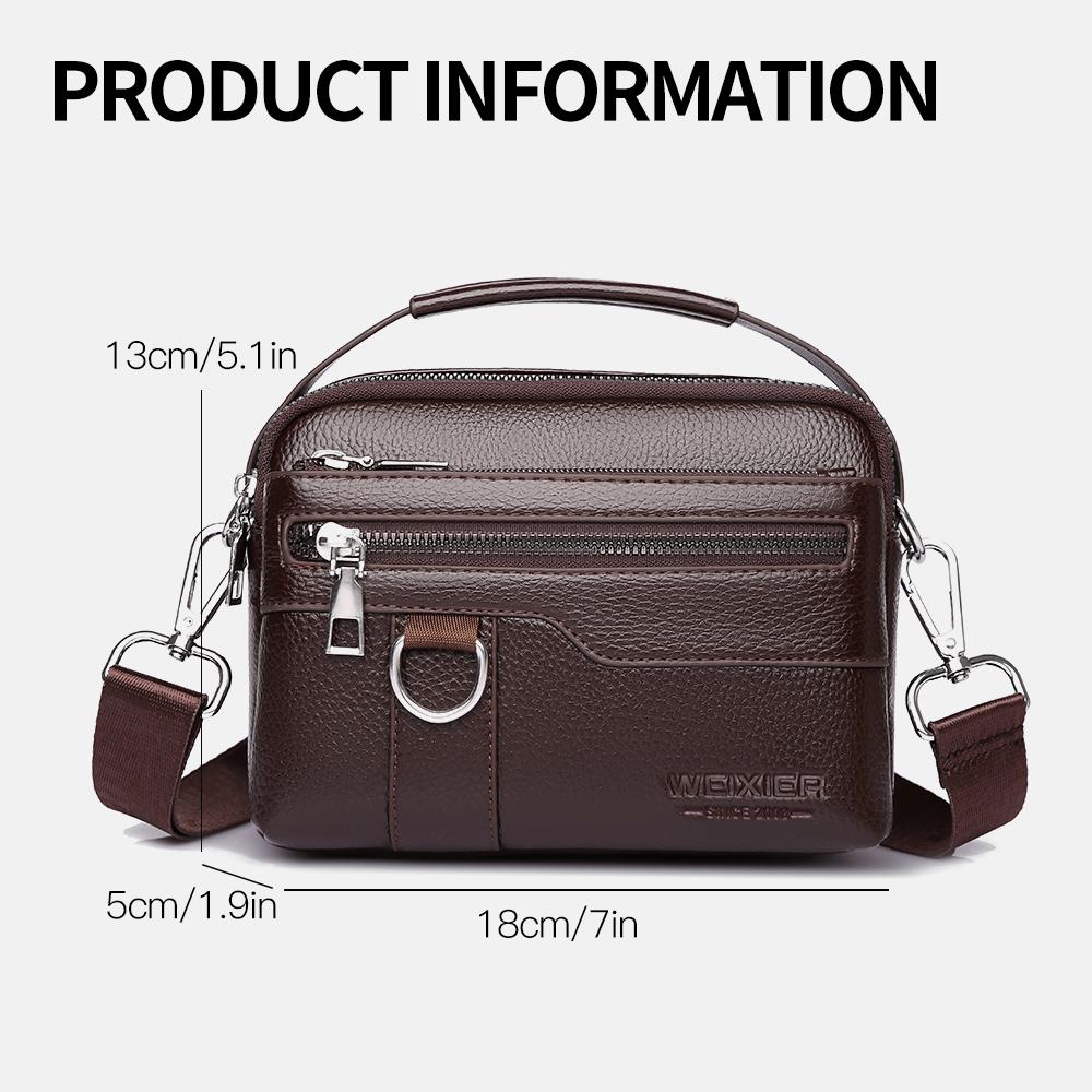 WEIXIER Men's Leather Messenger Bag Waterproof Crossbody Shoulder Bag Briefcase Satchel Travel Work Bag