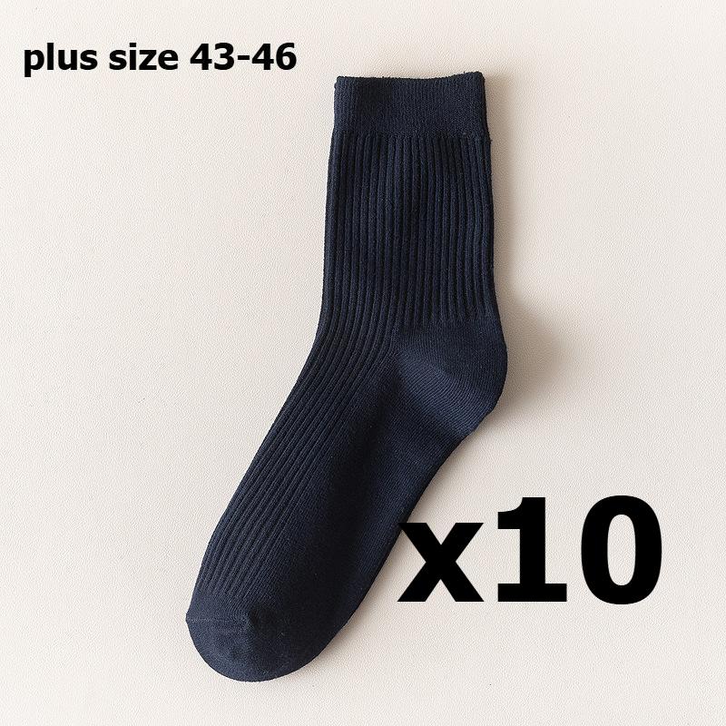 

5/10 пар мужских хлопковых носков в вертикальную полоску, дышащие носки до середины голени, деловые спортивные носки plus size темно-синий