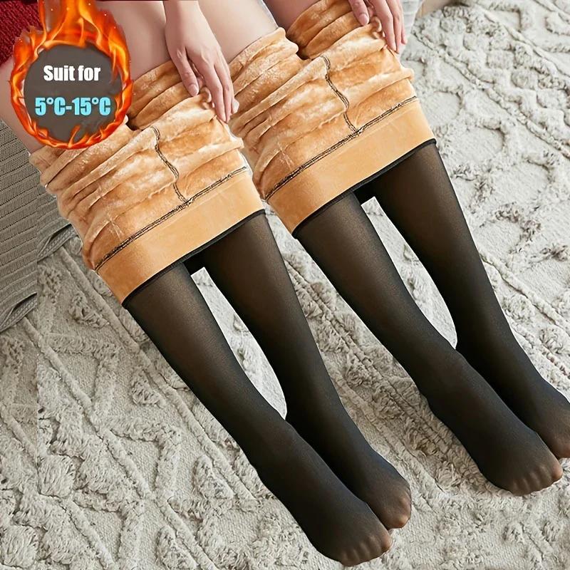 Socks-Pants Beige Lace Tights Thermal Stockings Woman Fleece Sexy Nylon Translucent Slim Thicken Elastic Velvet Pantyhose Female
