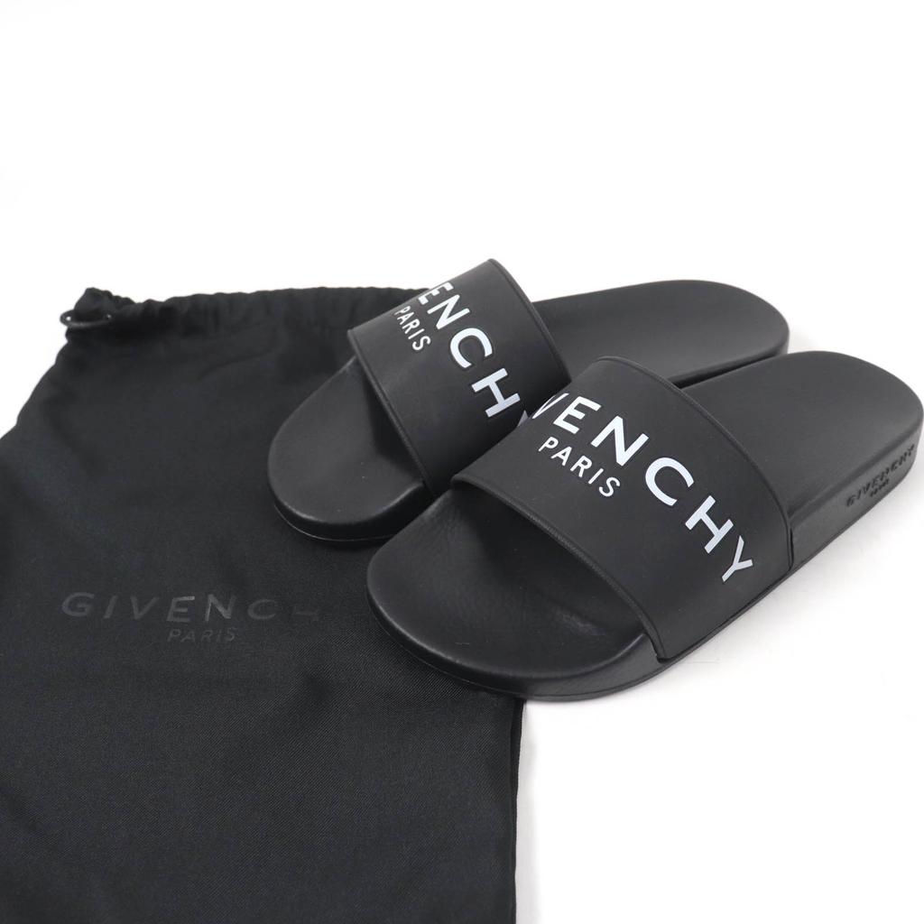 Pristine GIVENCHY Sandals Logo Design Slide Sandals Black Rubber Women 35 Used