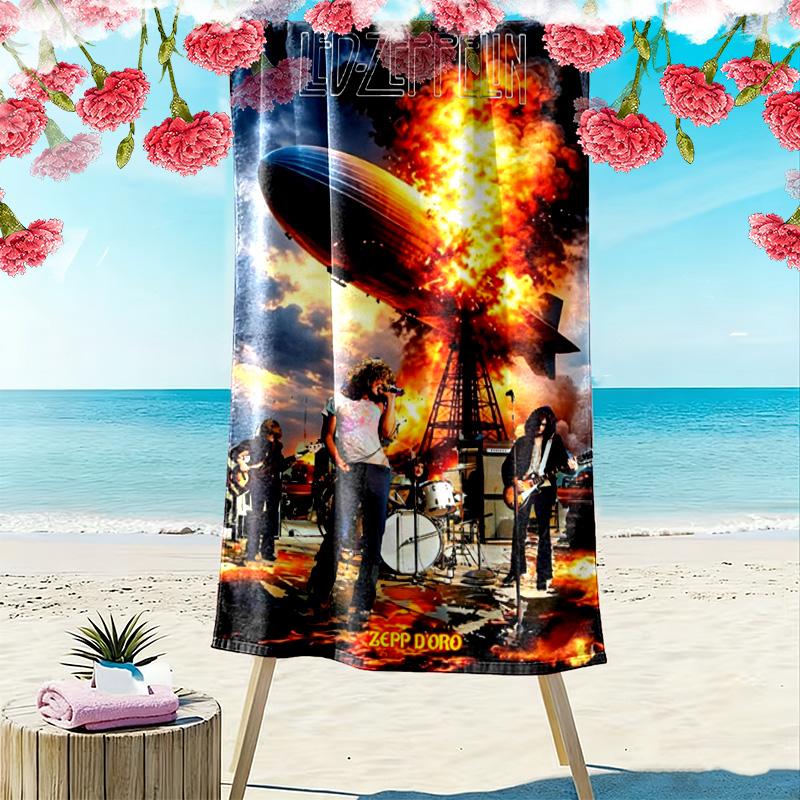 Led zeppelin Print Beach Towel, Large Soft Quick Dry Towel for Beach Camping Swimming