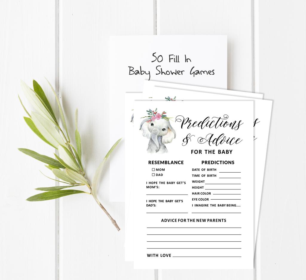 Inkdotpot Baby Shower Game Set Of 50 BabyA  AlphabetA  ABCA  Game Baby Elephant Girl Jungle Animals Party