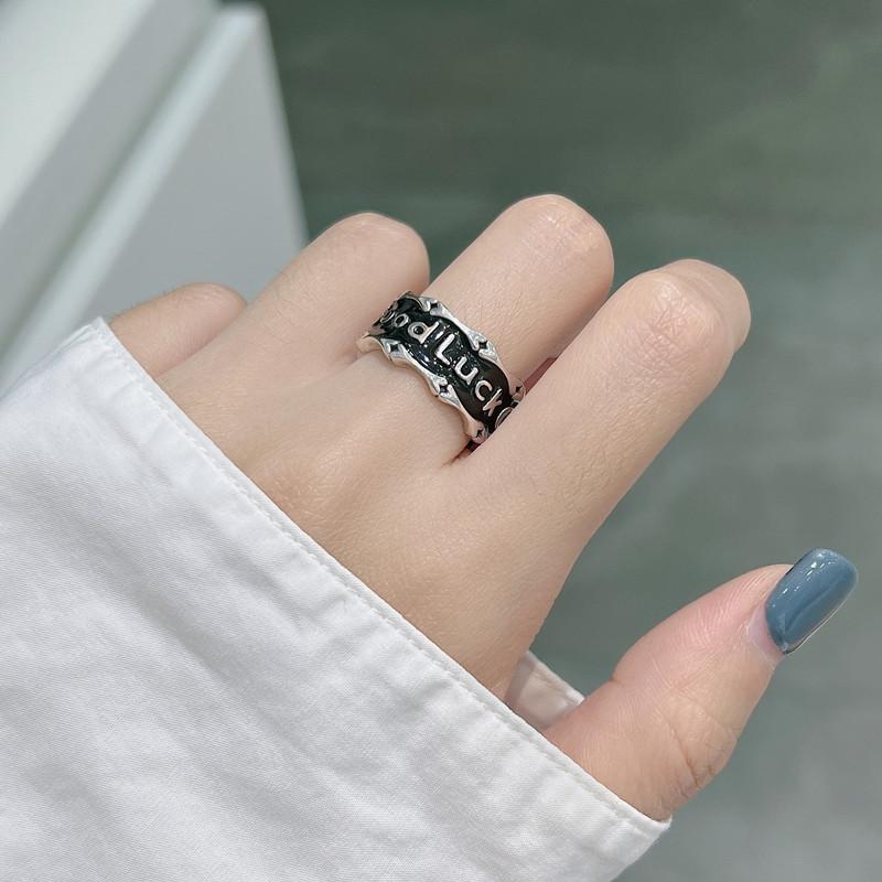 Эмалевое кольцо с каплей черной глазури, на удачу, открывающееся, женское, счастливое, нишевый дизайн, продвинутое чувство, холодный ветер, индивидуальность, Хан
