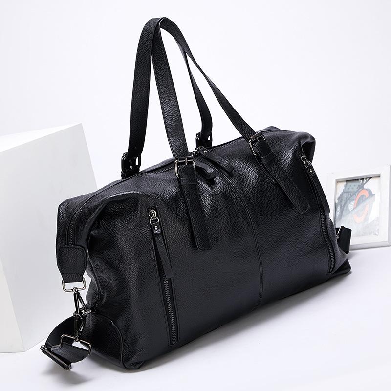 Cross-border new large-capacity travel bag, genuine leather fashion soft leather casual shoulder handbag, cowhide BD bag