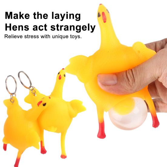 Funny Mini Chicken Keychain Soft Squeezable Toy Plastic Hen And Egg Stress Relief