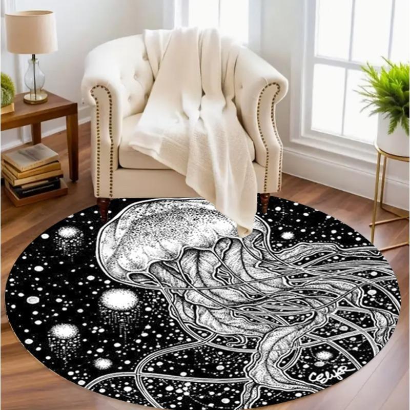 Boho Style Black White Bee Area Rug Anti-slip Floor Mat for Living Room Bedroom Home Decor Vintage Ethnic Pattern Carpet