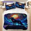 Wolf Pattern Bedding Quilt Set Quilt Cover Pillowcase Home Decoration Birthday Gift (1 * Duvet Cover + 2 * Pillowcase, Without Core)