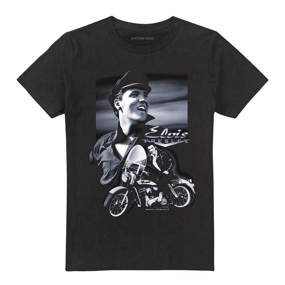 Elvis Presley Motorcycle Unisex 100% Cotton T-shirt Mens Tees Top S-5XL, Black M