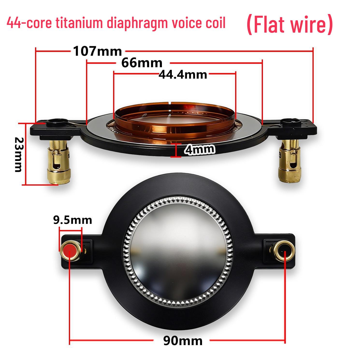44-Core Titanium Diaphragm Tweeter Driver with Flat Wire and 44.4mm Voice Coil