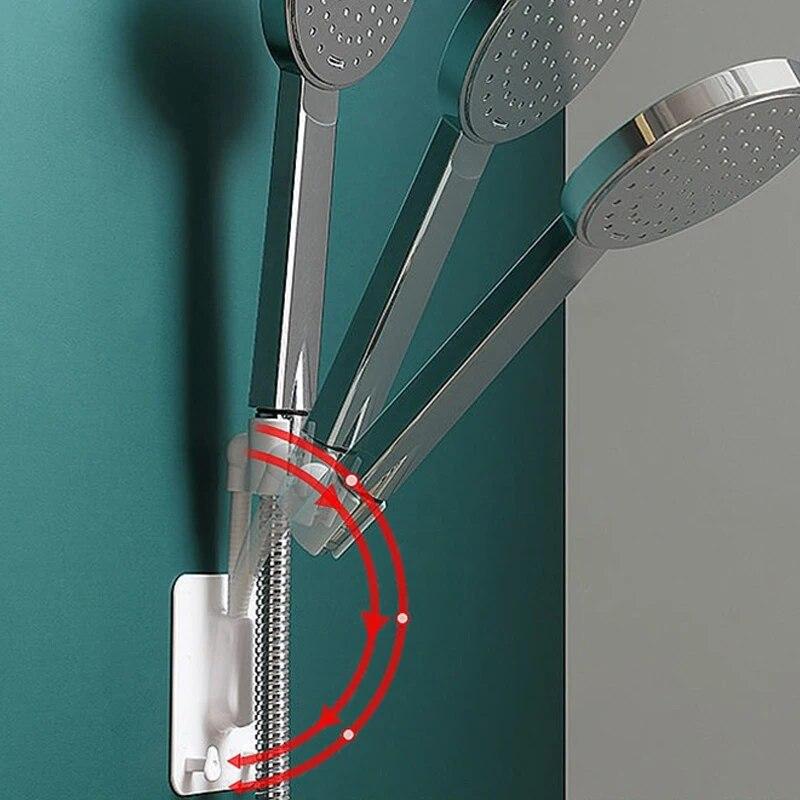 Supporto per soffione doccia con rotazione a 360°, staffa autoadesiva regolabile, ganci per montaggio a parete, supporto universale per riporre gli strumenti SPA per il bagno