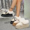 2025 Fashion Bow Fluffy Snow Boots Women Thick Sole Faux Fur Winter Boots Woman Non Slip Thick Plush Platform Ankle Botas Mujer