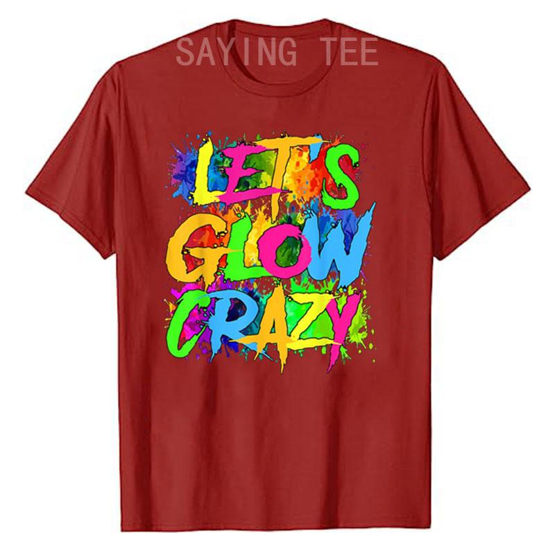 Давайте Сиять Безумная Ретро Цветная Цитата Группа Команда Тай-дай Футболка Мода для Девочек Блузки с Коротким Рукавом Футболка с Печатными Буквами S