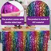 Rainbow Gradient Foil Fringe Table Skirt Wavy Design Table Decor Ornament  Birthday Party