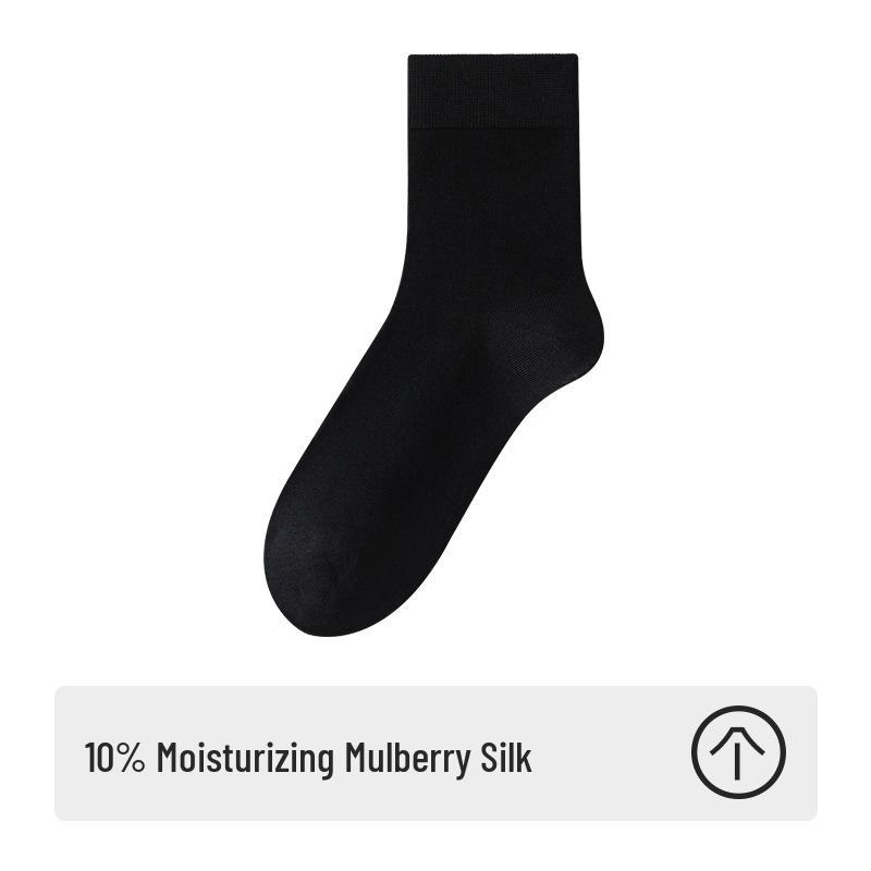 Women's Mid-Calf Mulberry Silk Maternity Socks - Antibacterial, Deodorant, Solid Color, Four Seasons Style