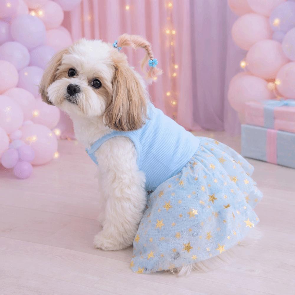 Breathable Puppy Princess Dress Star Mesh Pet Strap Puff Skirt Dog Summer Clothes  Spring Summer