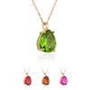 3 opțiuni de culoare Verde albastru roșu piatră de zirconiu smarald de culoare argint 925 picătură colier autentic femei
