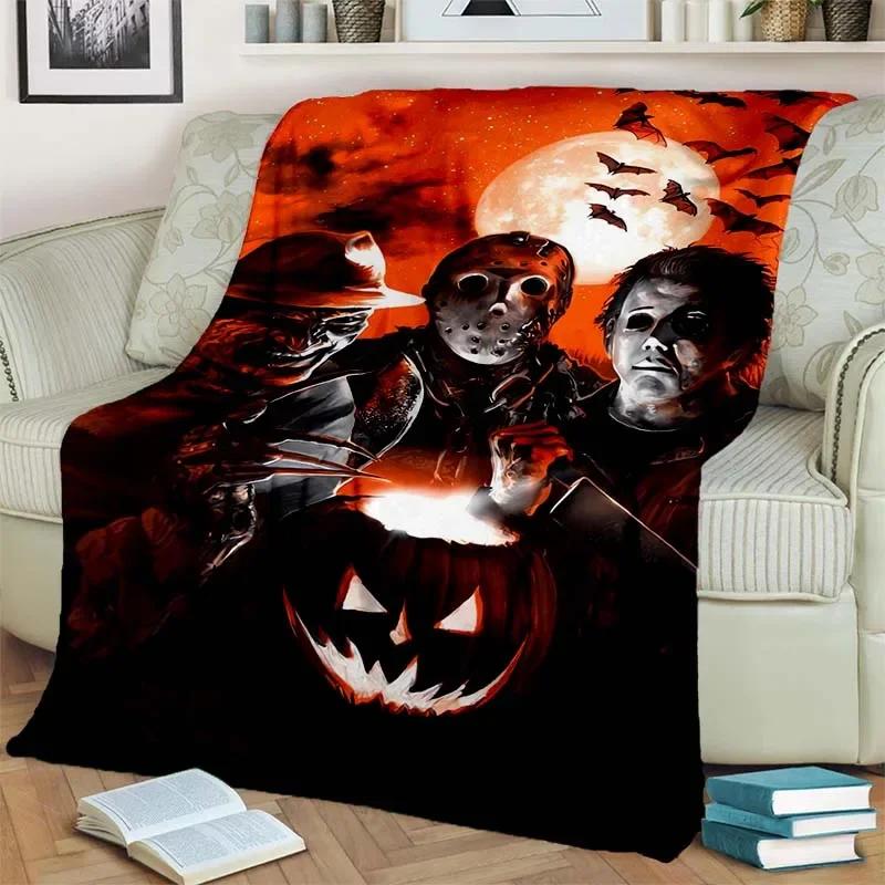 HD Horror Movie Game Halloween Gift Blanket Michael Myers Sofa Bed Decor Warm Flannel for Outdoor Picnic Car