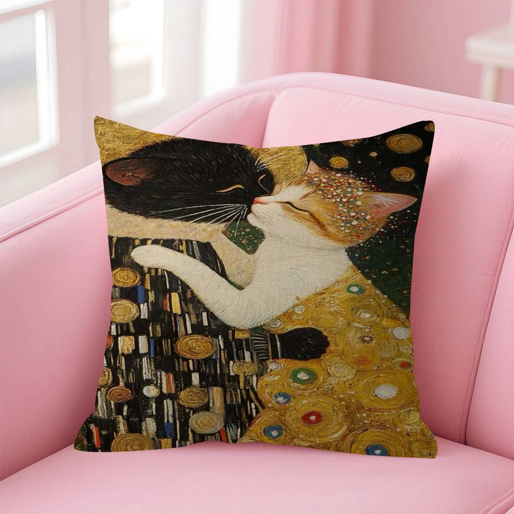 Painting Of A Cat Cushion Cover Pillowcase Upholstery Sofa Throw Pillow Home Decor Pillowcas